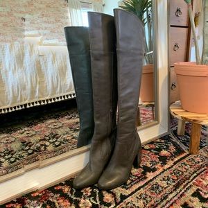 Franco Sarto Grey Leather Over the Knee Boots